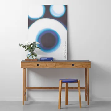 Mind desk - Black linoleum, drawers and legs in white-oiled oak - A2