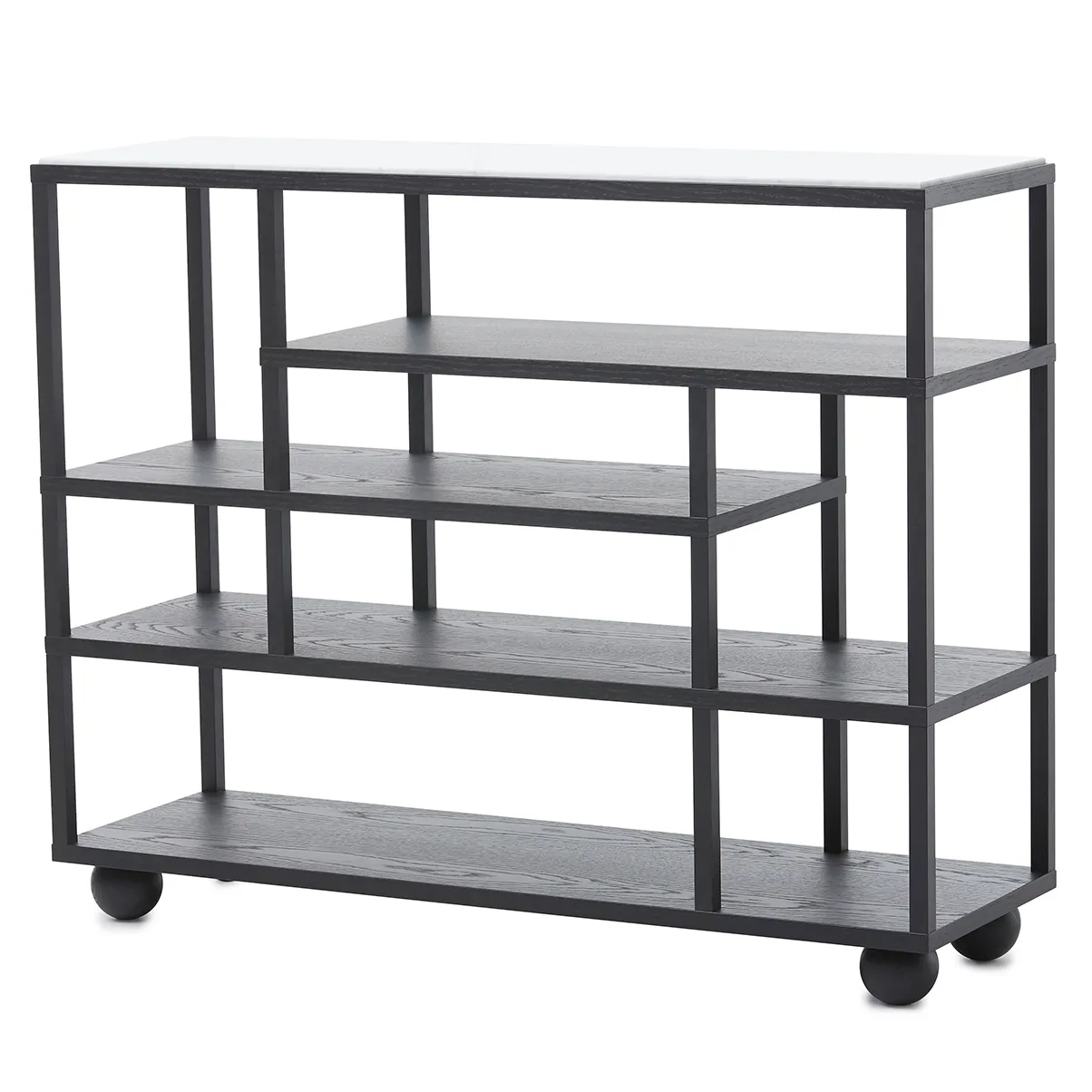 Show shelf with marble top, black-stained oak wood A2