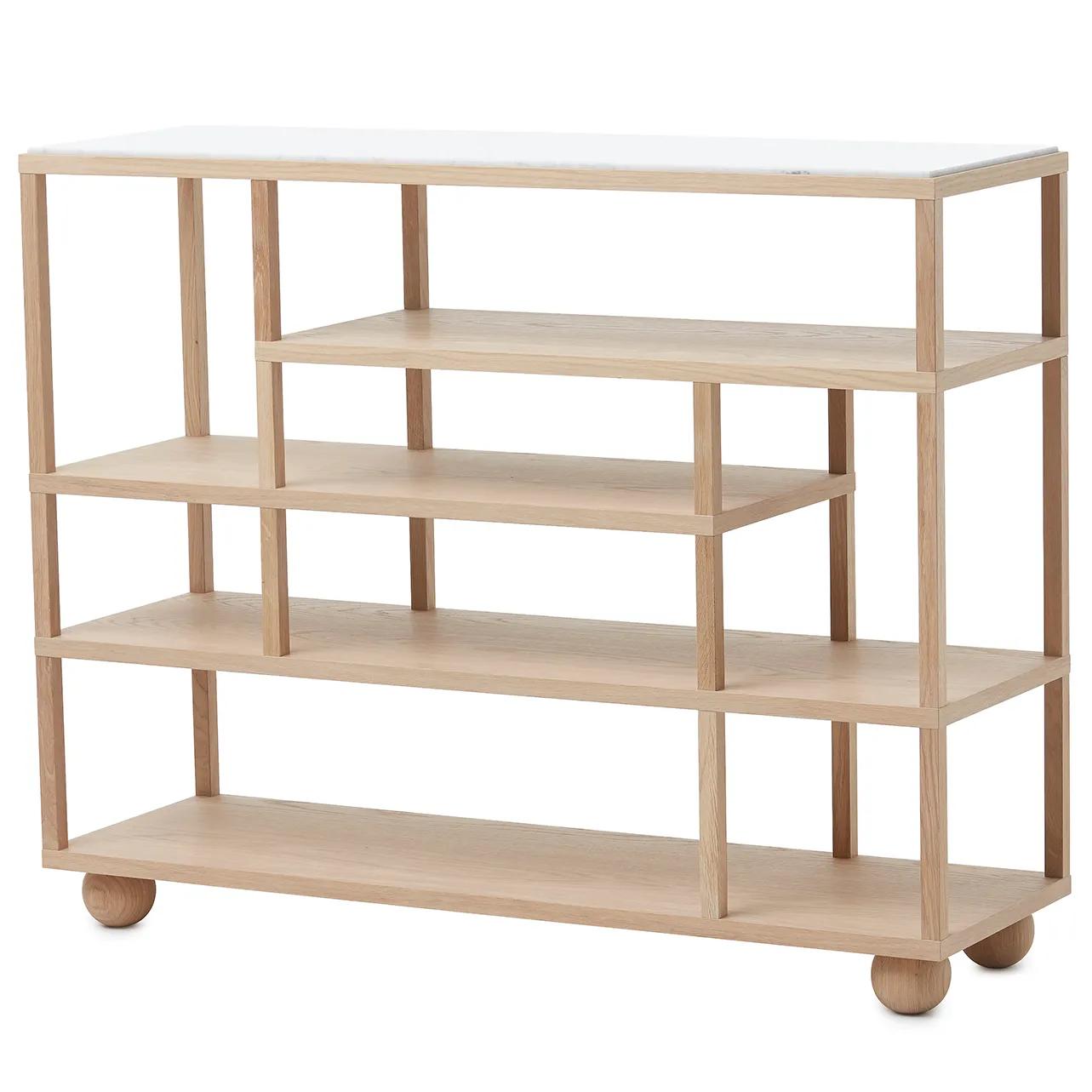 Show shelf with marble top, white-oiled oak A2