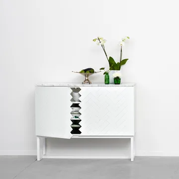 Story Side table - Midnight blue, white oiled oak stand - A2