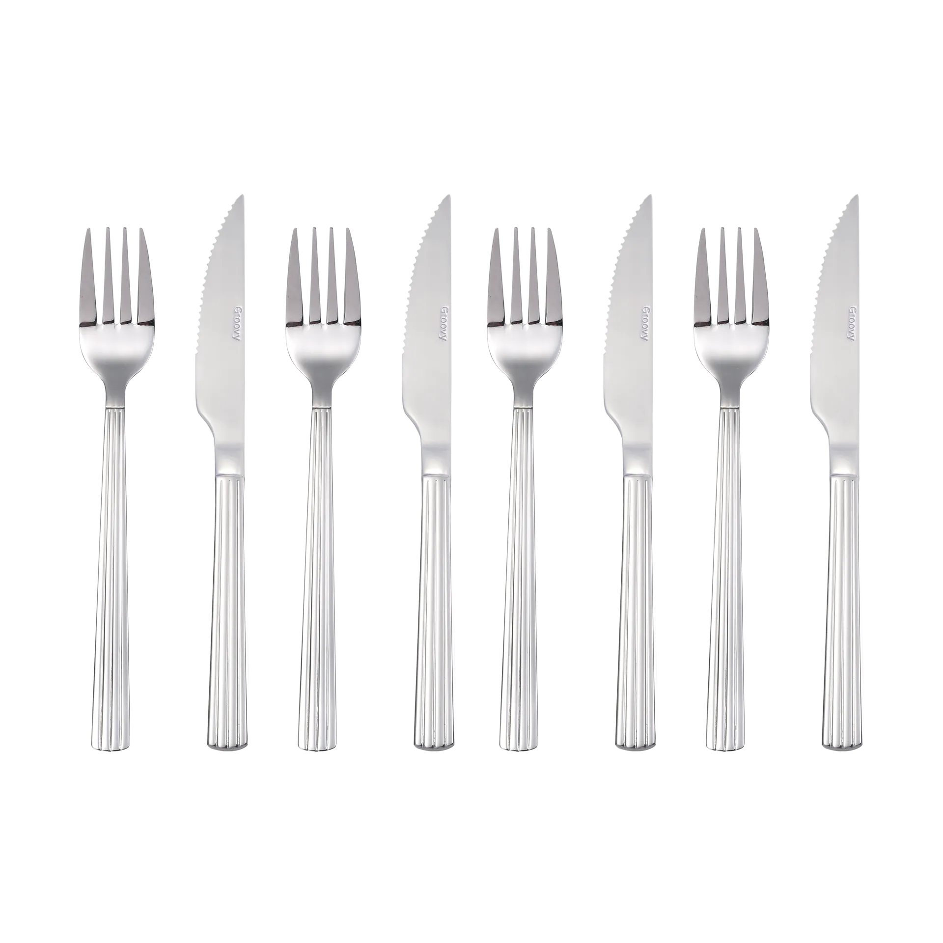 Groovy cutlery set 8 pieces, Stainless steel Aida