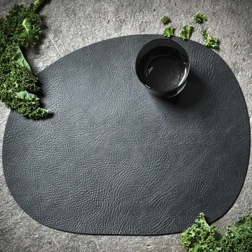 Raw placemat leather - Black buffalo (black) - Aida