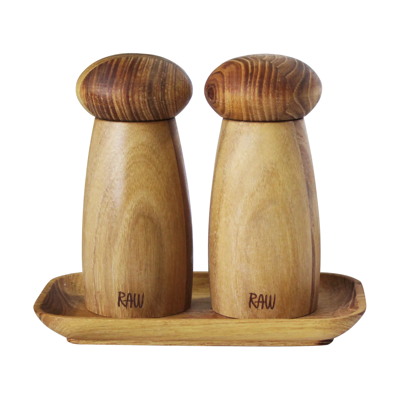 Raw salt & pepper grinder incl tray, Teak Aida