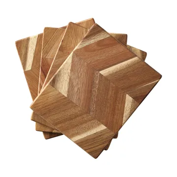 Skärbräda fish bone pattern 12x15 cm 4-pack - Acacia tree - Aida