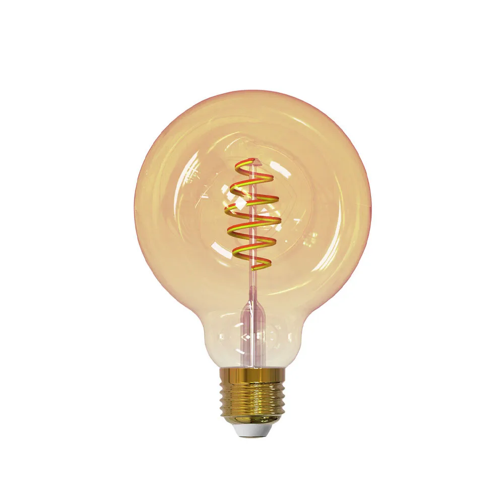 Airam Smart Home Filament LED-globe light source, Amber, 95mm, spiral e27, 6w Airam