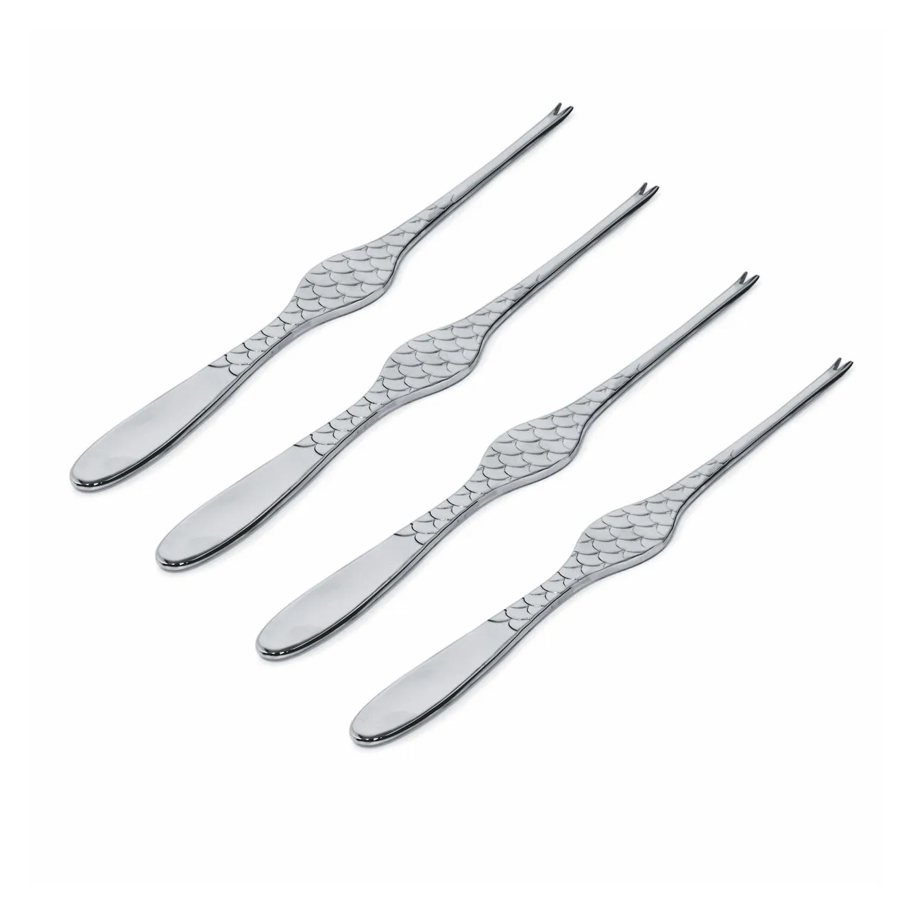Colombina Fish seafood fork 4-pack, stainless steel Alessi