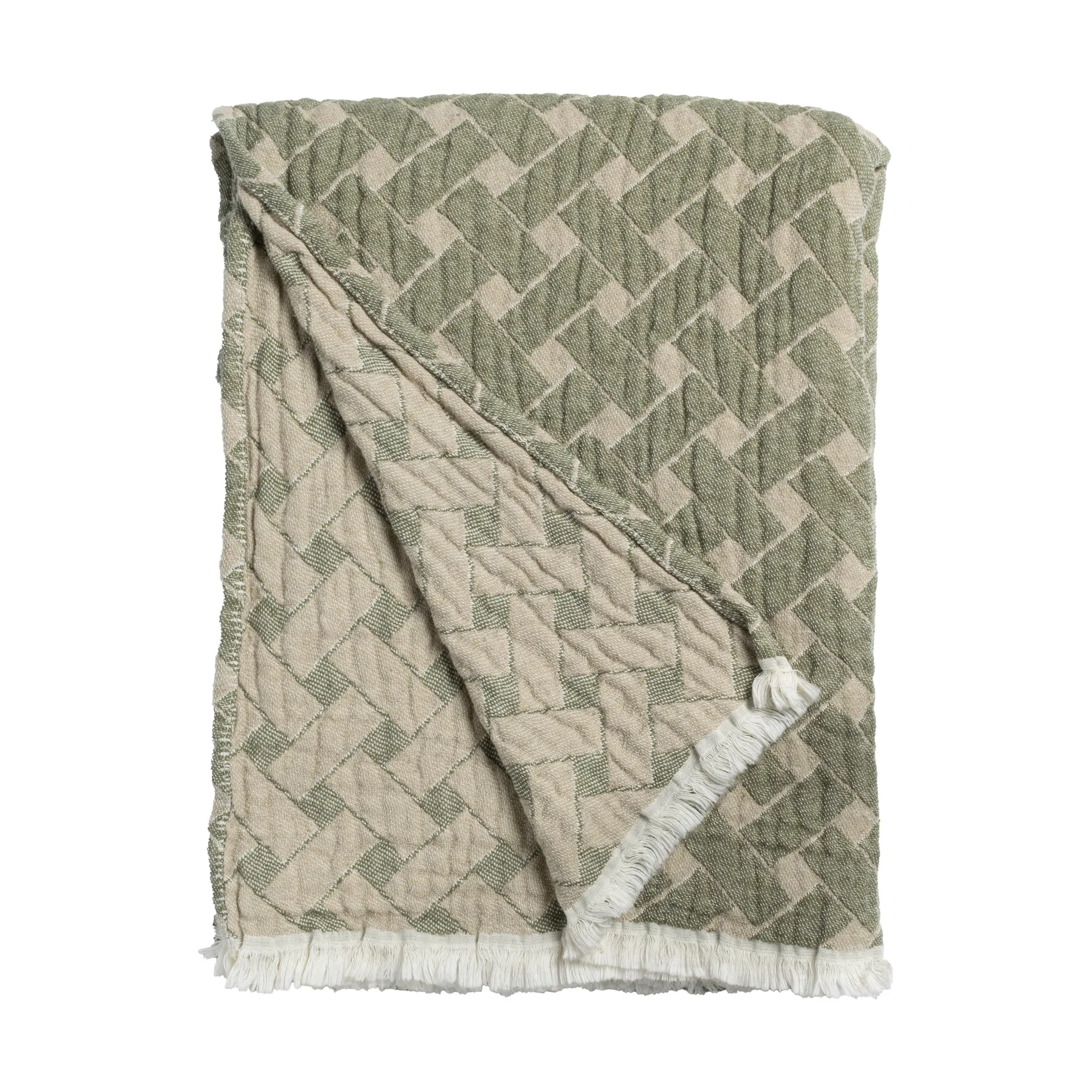 Basket blanket 170x120 cm, Green-beige Almedahls