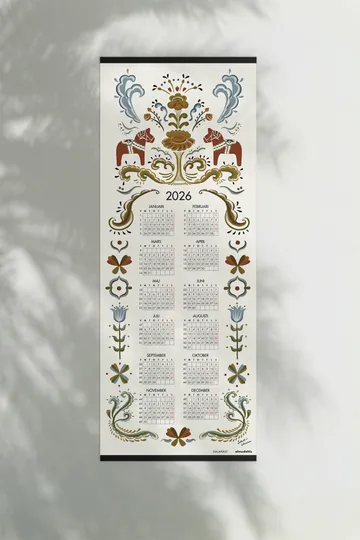 Dala horse calendar 2026 - 35x90 cm - Almedahls