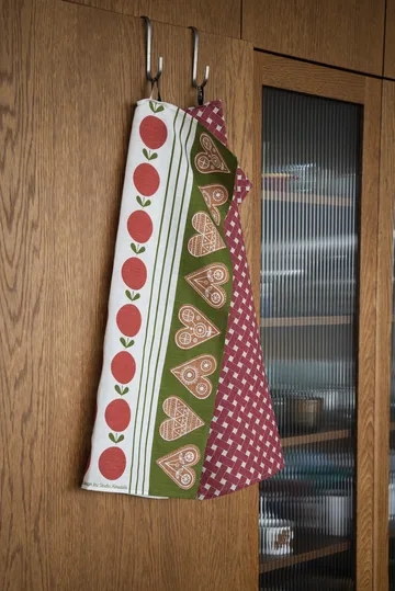 Fruit and cake kitchen towel 47x70 cm - Red-green - Almedahls
