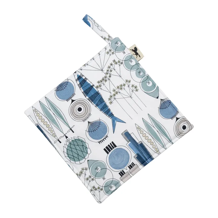 Picknick oven mitt 23x23 cm small pattern - Blue-beige - Almedahls
