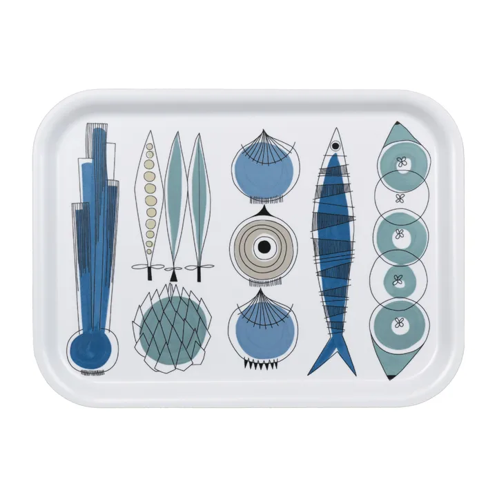 Picknick tray 20x27 cm - Blue-beige - Almedahls
