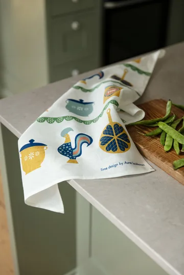 Time kitchen towel 47x70 cm - Blue-yellow - Almedahls