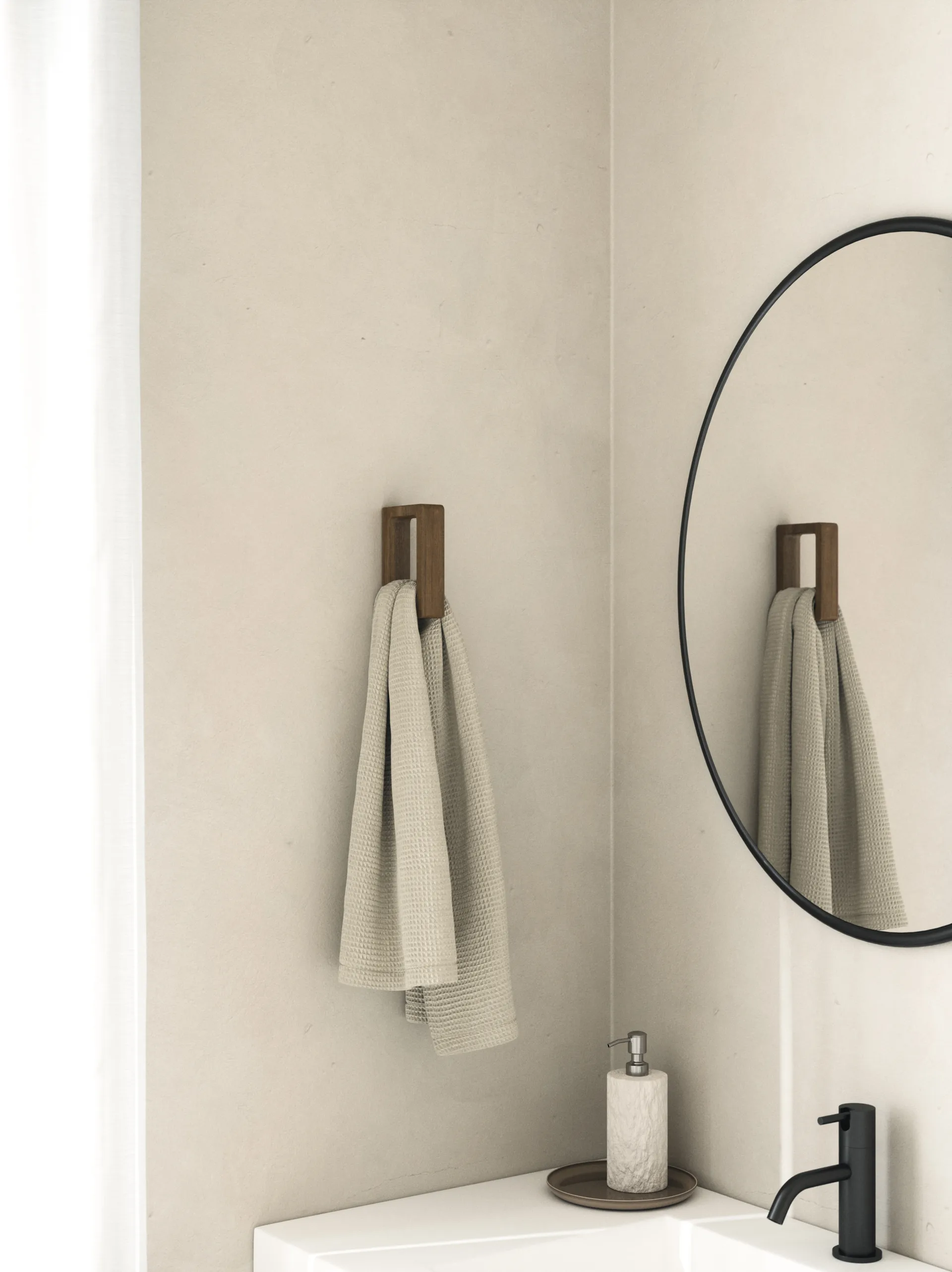Andersen towel holder, Dark Stain Matt Lacquer Ash Andersen Furniture