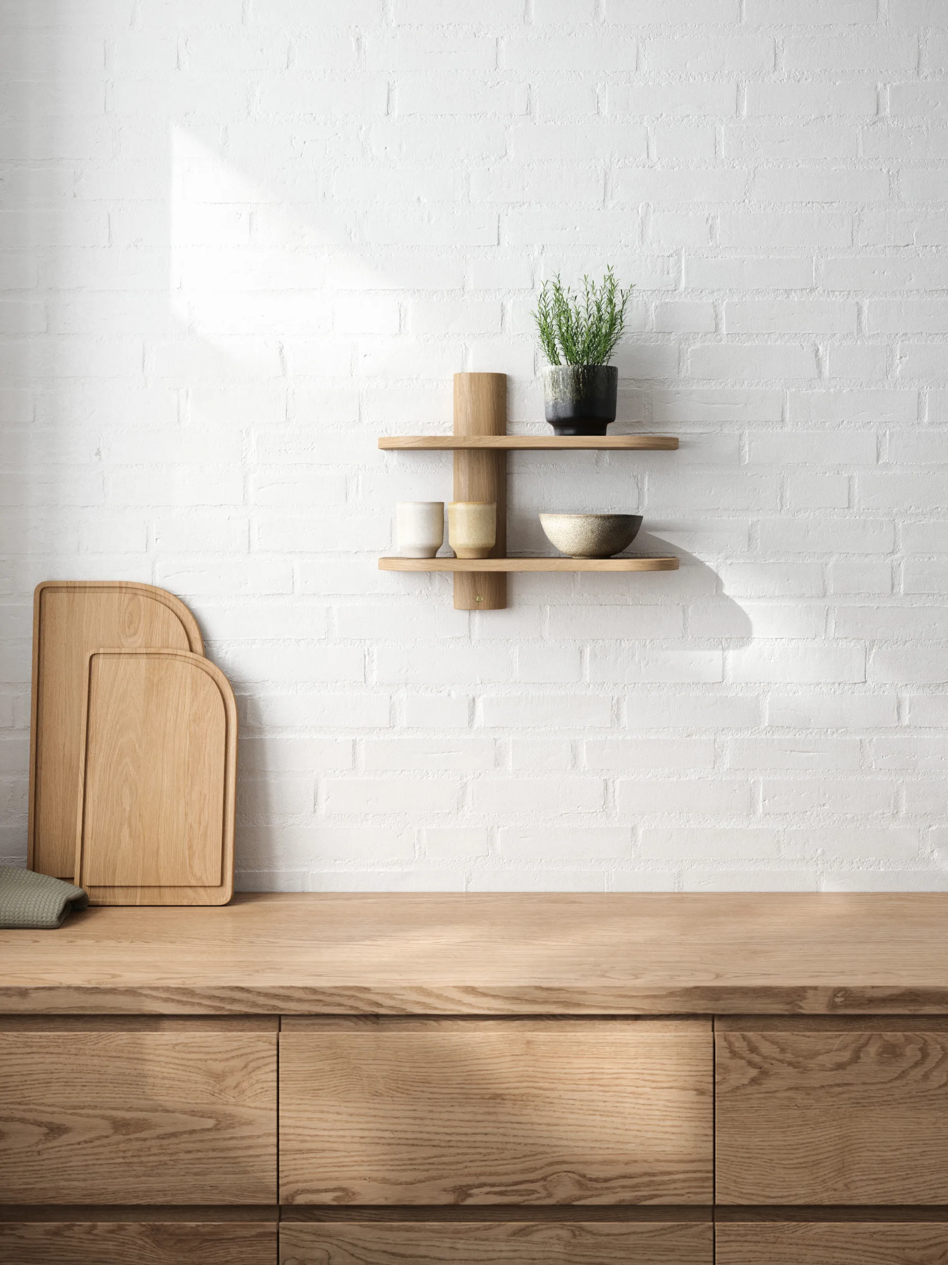 Bend wall shelf, Oiled Natural Oak, 50x18x40 cm Andersen Furniture