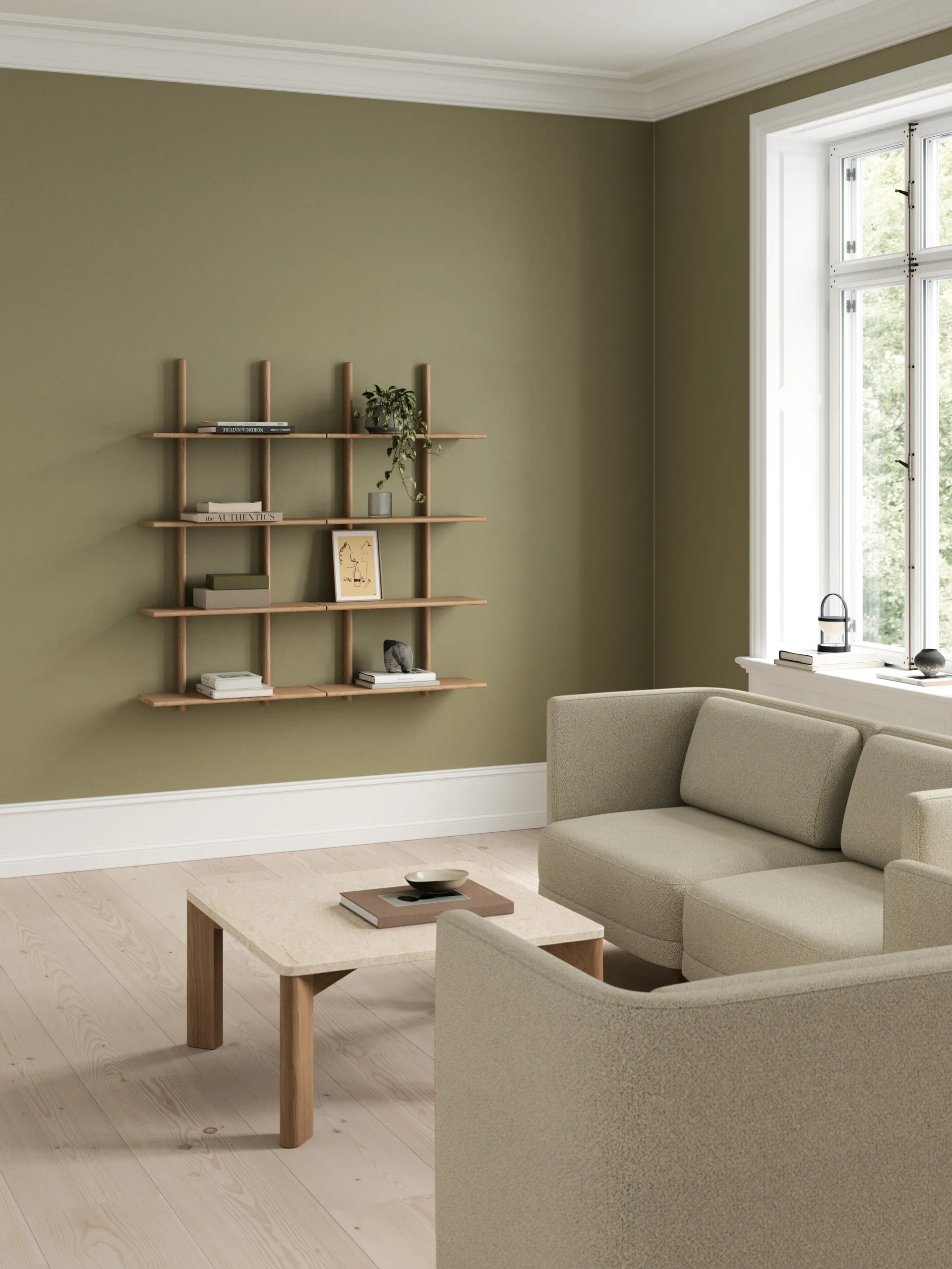 Essence wall shelf, Oiled Natural Oak, 70x25x140 cm Andersen Furniture