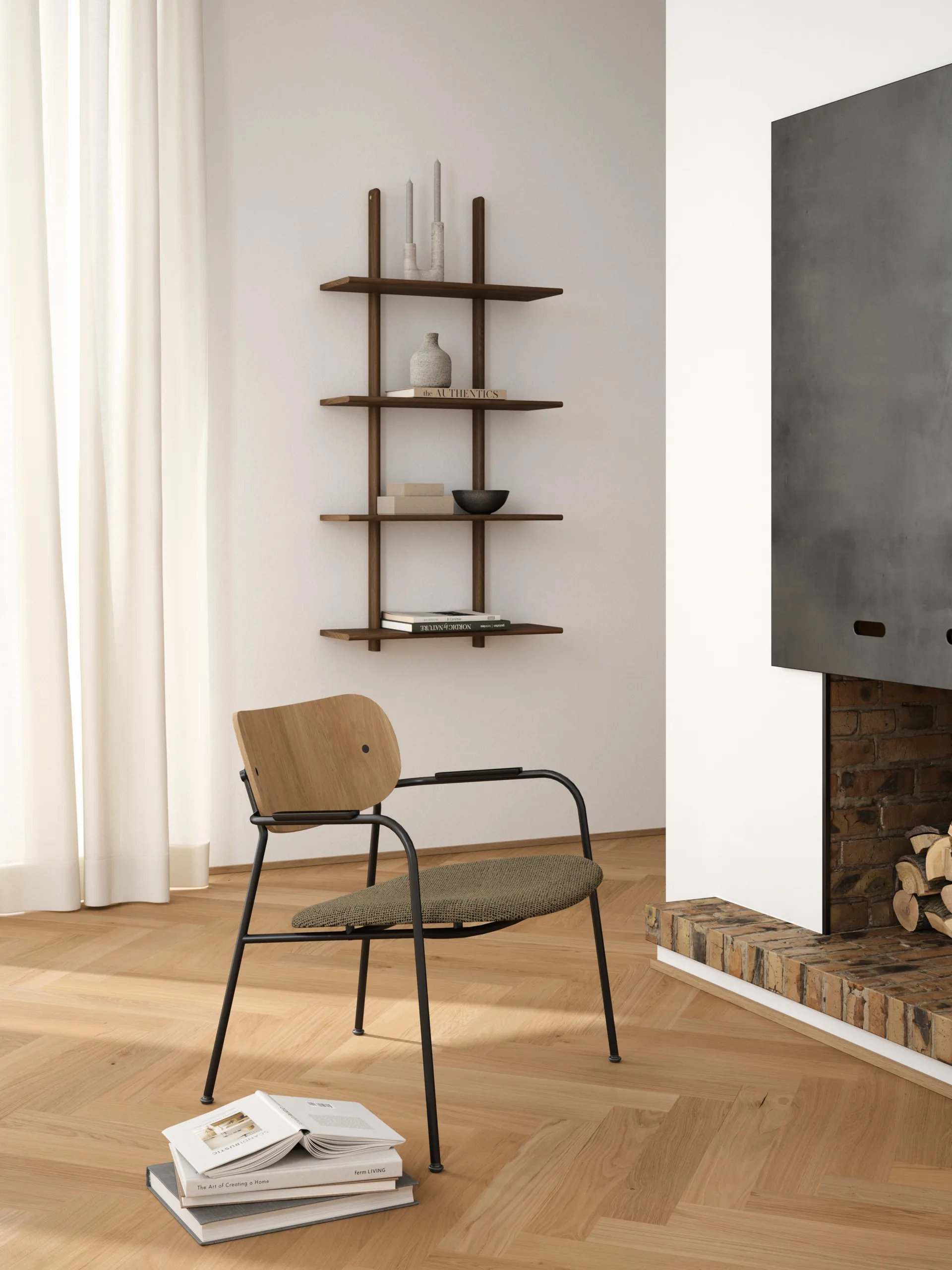 Essence wall shelf, Smoked Oiled Oak, 70x25x140 cm Andersen Furniture