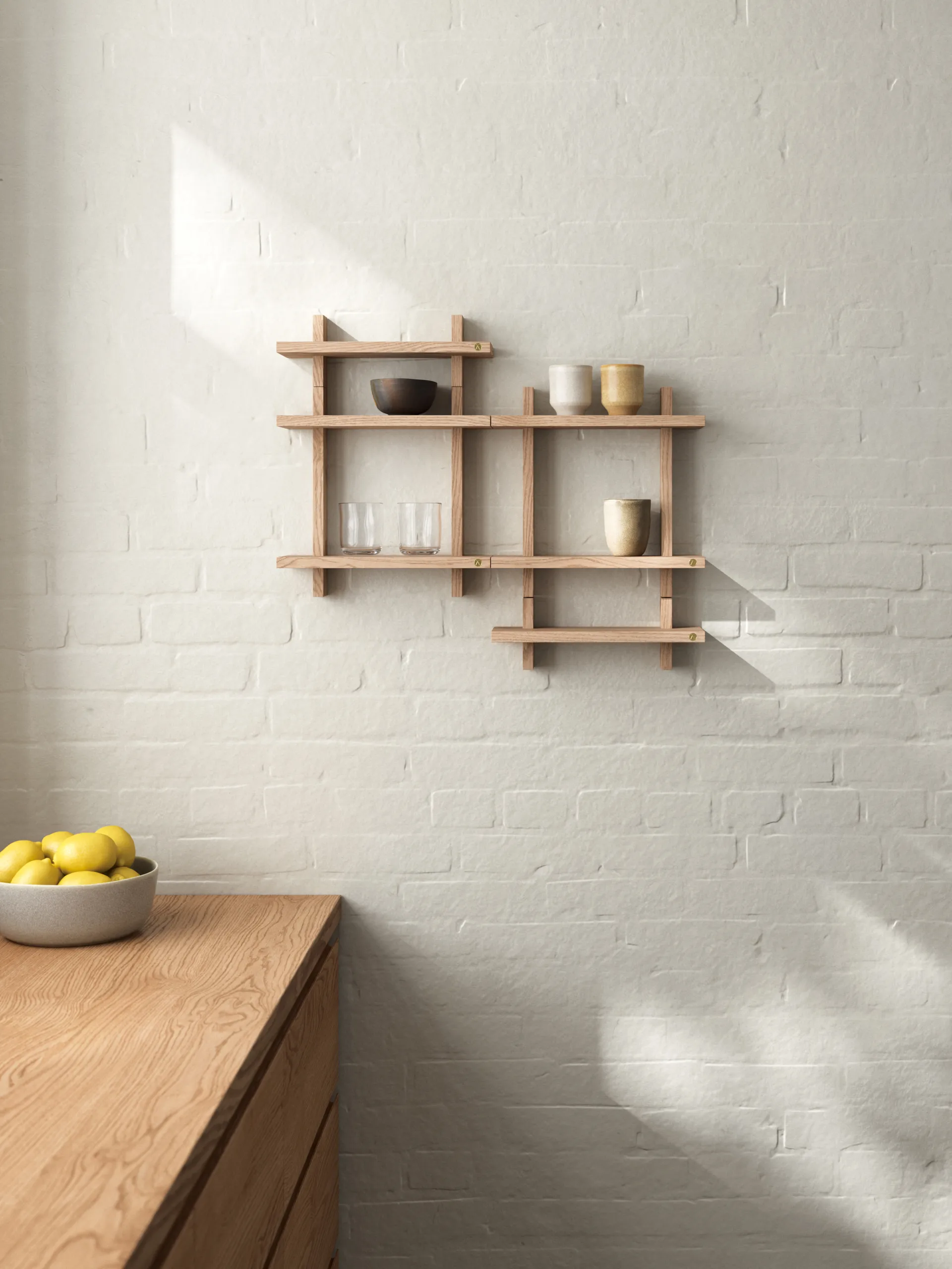 Treat double wall shelf, Oak, 34x12x34 cm Andersen Furniture