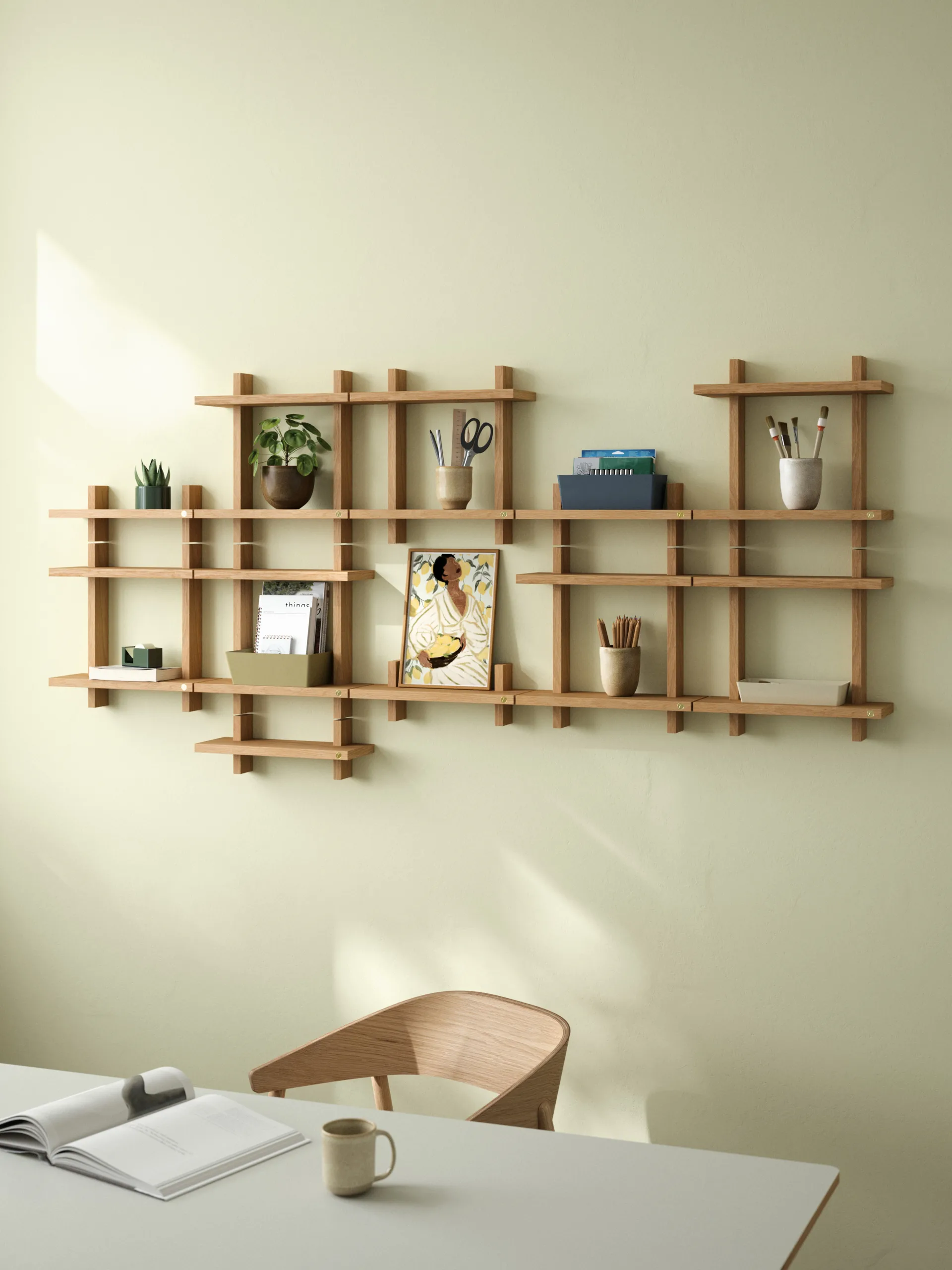 Treat double wall shelf, Oiled Natural Oak, 34x12x34 cm Andersen Furniture