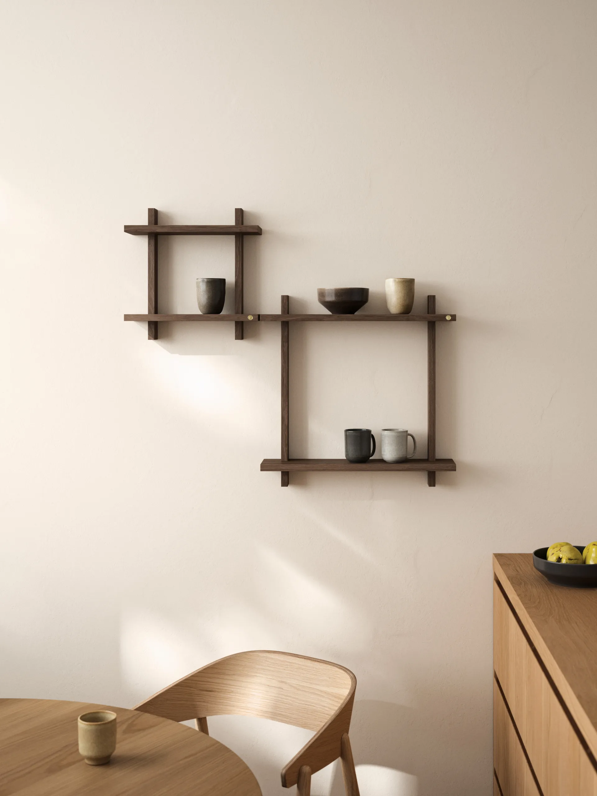 Treat double wall shelf, Smoked Oiled Oak, 34x12x34 cm Andersen Furniture