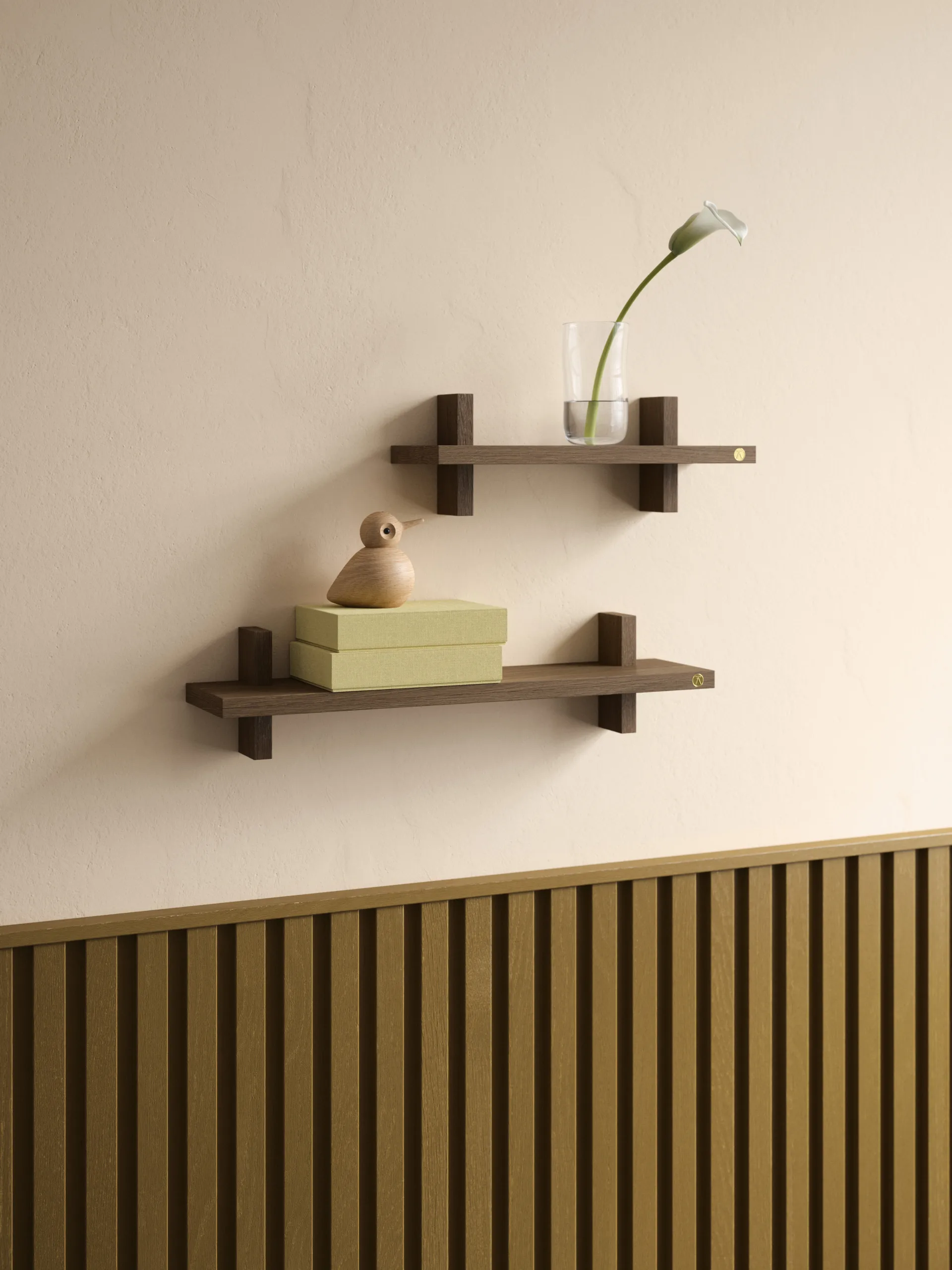 Treat wall shelf single, Smoked Oiled Oak, 34x12x11.2 cm Andersen Furniture