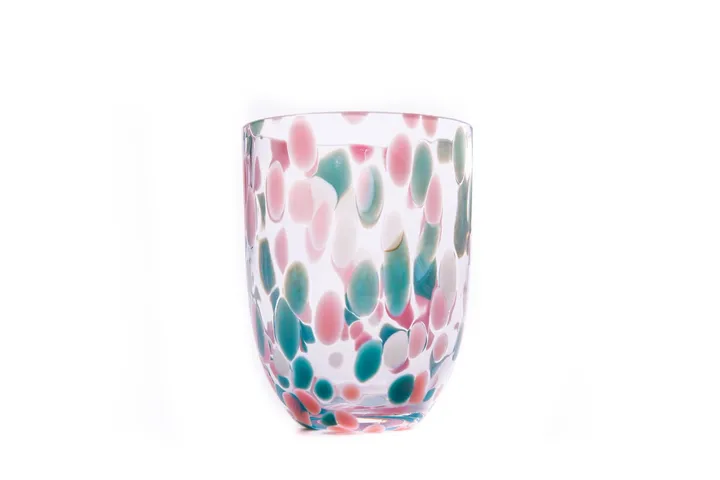 Big Confetti drinking glass 25 cl - Pink-turquoise-light blue - Anna Von Lipa