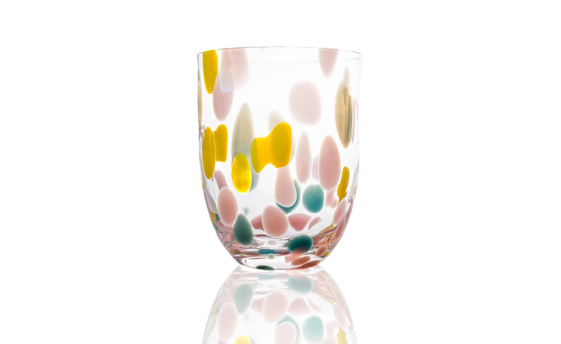 Big Confetti drinking glass 25 cl, Pink-yellow-turquoise Anna Von Lipa