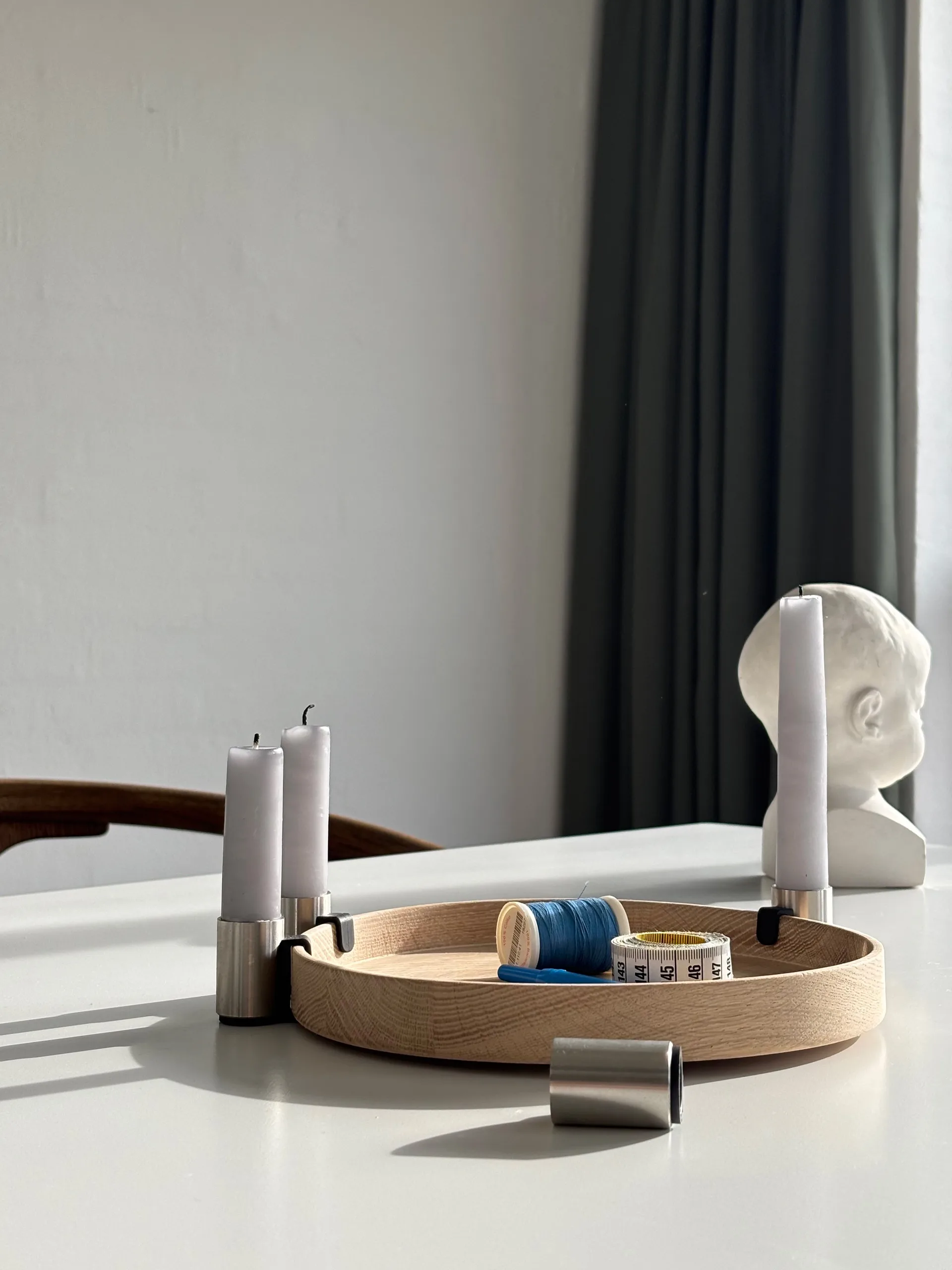 Luna Candle Holder Ø27 cm, Oak-steel Applicata