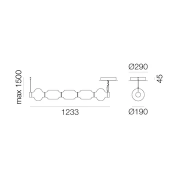 Alambicco horizontal pendant, app-controlled - 5 glass domes - Artemide
