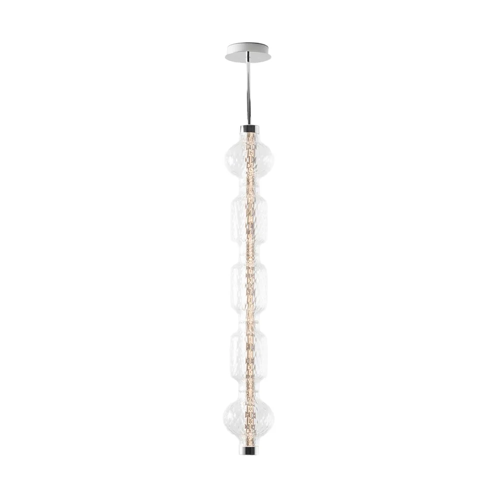 Alambicco vertical pendant, app-controlled, 5 glass domes Artemide