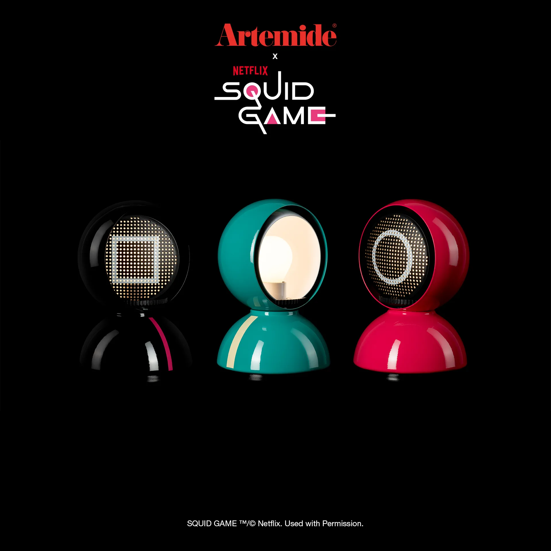 Eclisse x Squid Game table lamp Special Edition, Guard black Artemide