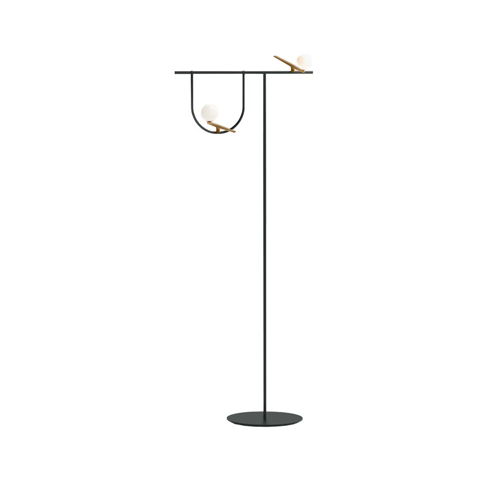 Yanzi F floor lamp, Black brass Artemide