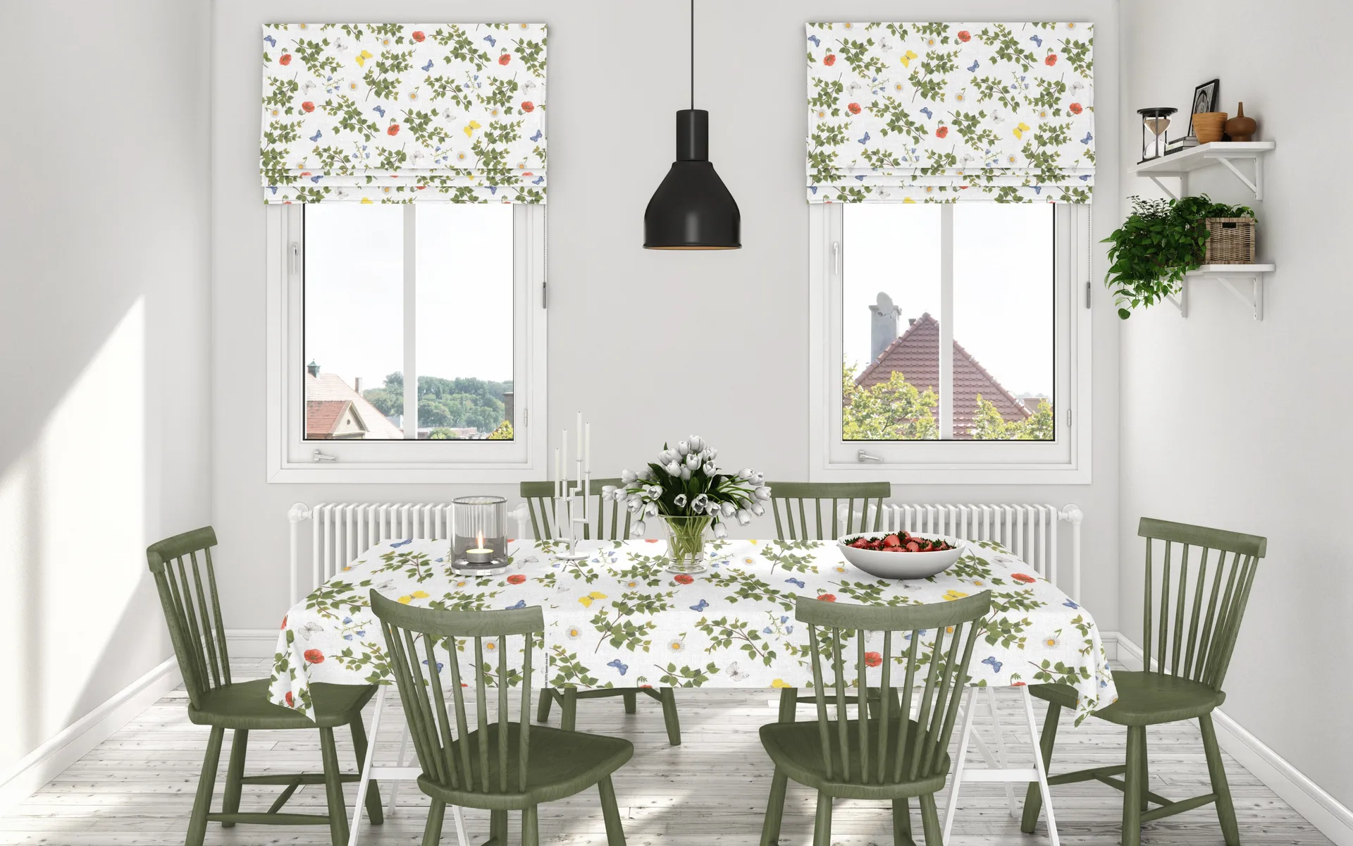 birchäng fabric, Green-multi Arvidssons Textil
