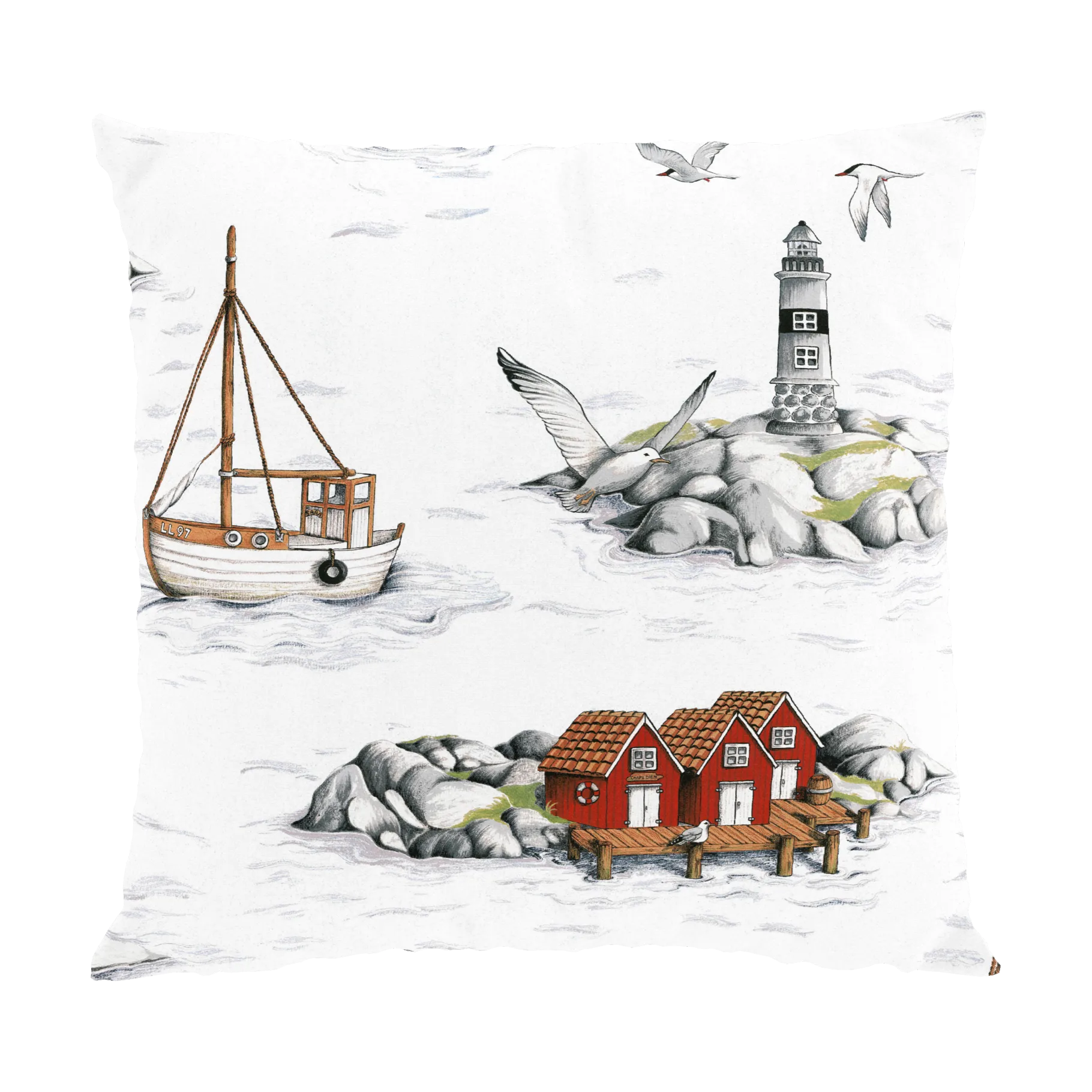Fiskeskär cushion cover 47x47 cm, White Arvidssons Textil