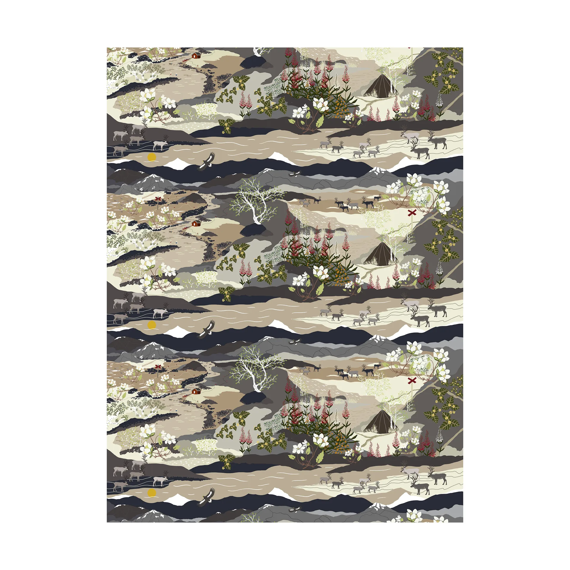 Fjällvandring fabric, Beige Arvidssons Textil