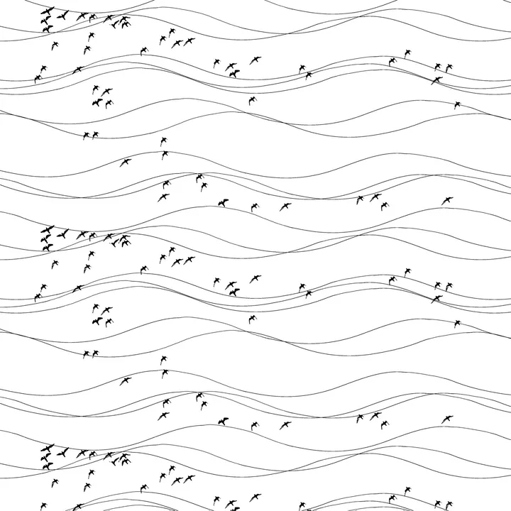 Flyttfåglar fabric - black - Arvidssons Textil