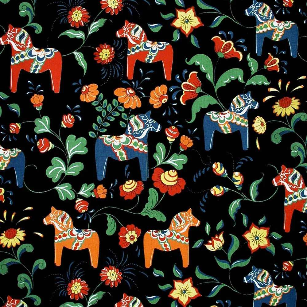 Leksand fabric, black Arvidssons Textil
