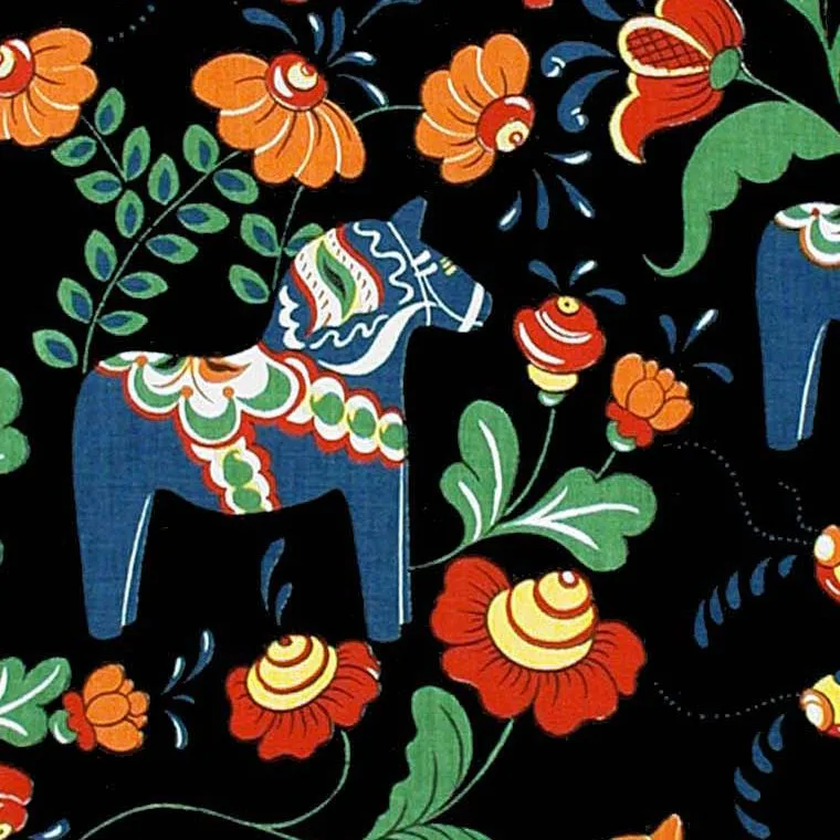 Leksand fabric, black Arvidssons Textil