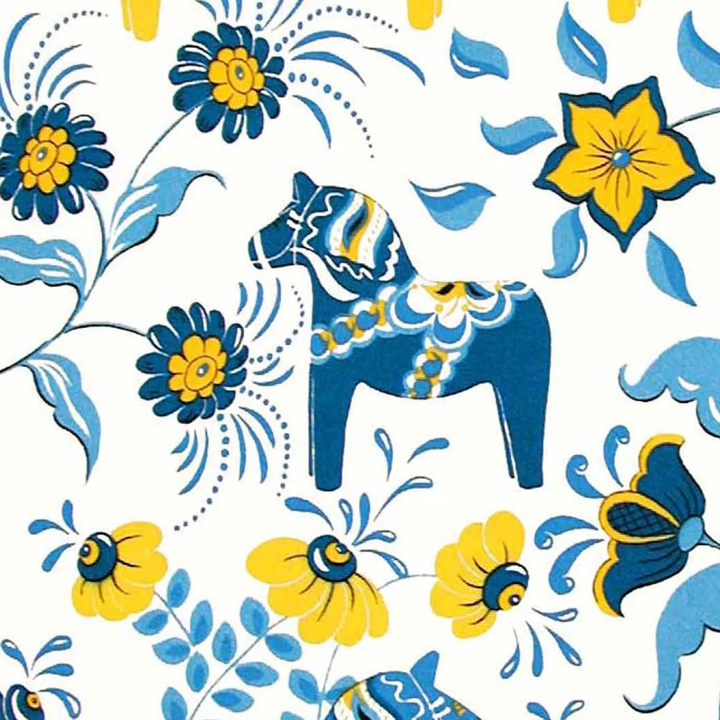 Leksand fabric, blue-yellow Arvidssons Textil