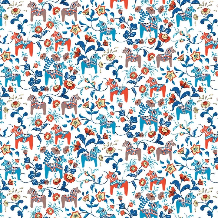 Leksand oilcloth - Blue-orange - Arvidssons Textil