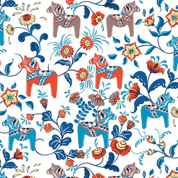 Leksand oilcloth - Blue-orange - Arvidssons Textil