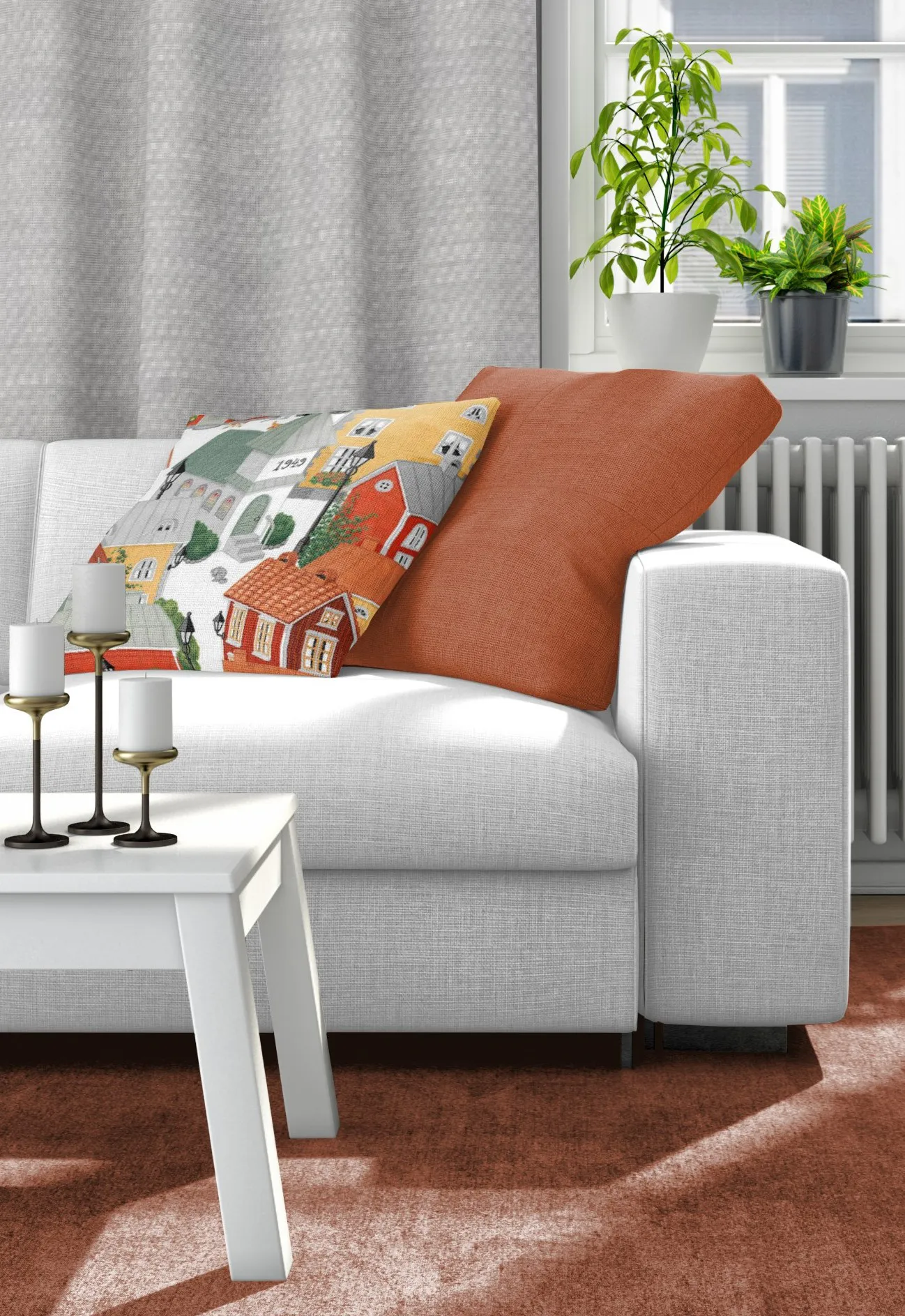 Lyckeby blommar pillowcase, Red-orange Arvidssons Textil