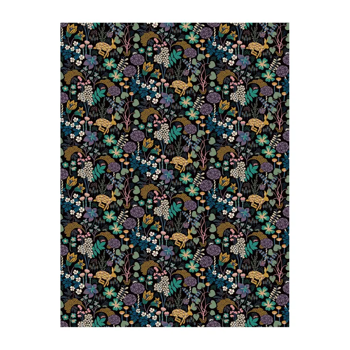 Lyckeflykt oilcloth - Black - Arvidssons Textil