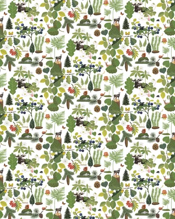 Skogsliv oilcloth - Green - Arvidssons Textil