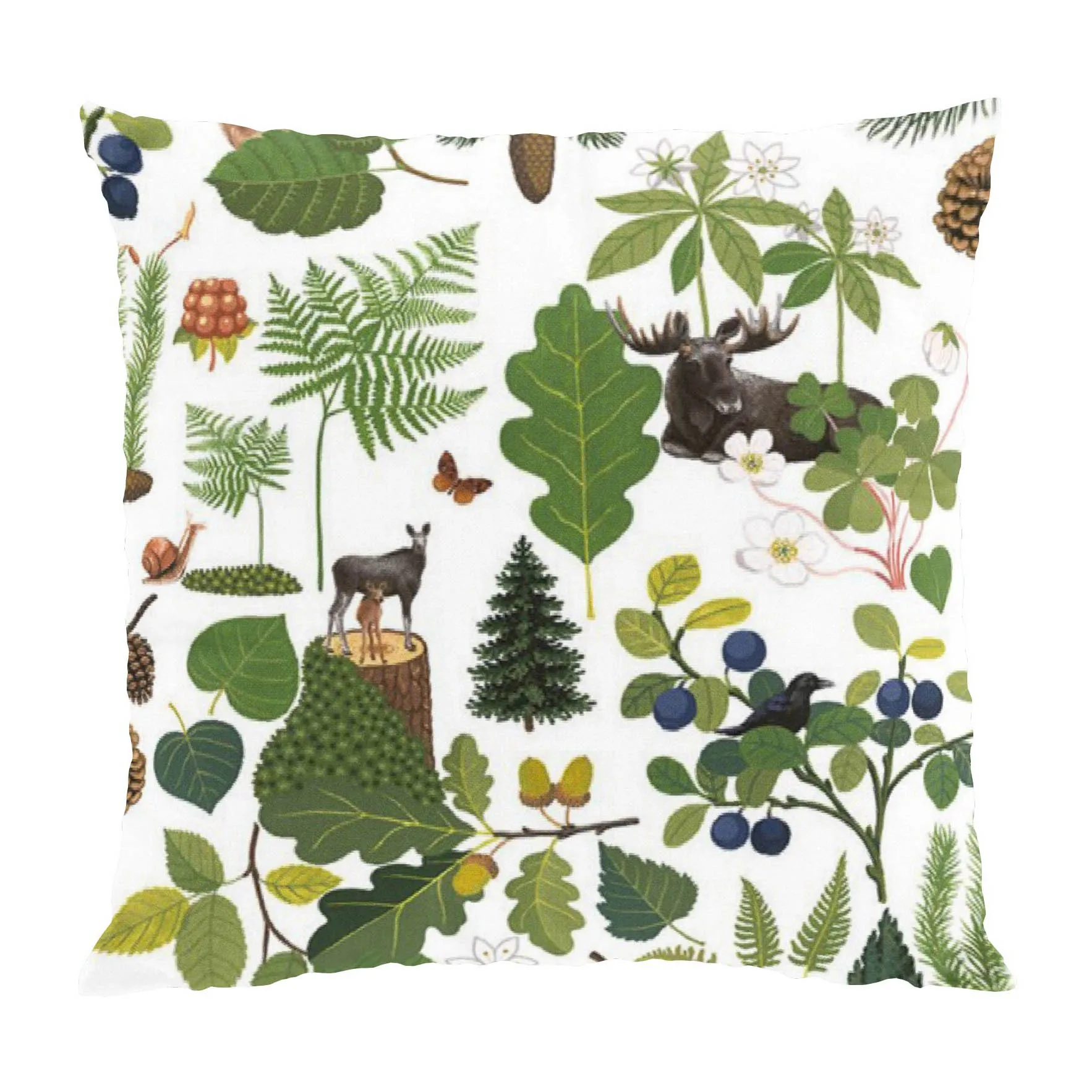 Skogsliv pillowcase 47x47 cm, Green Arvidssons Textil