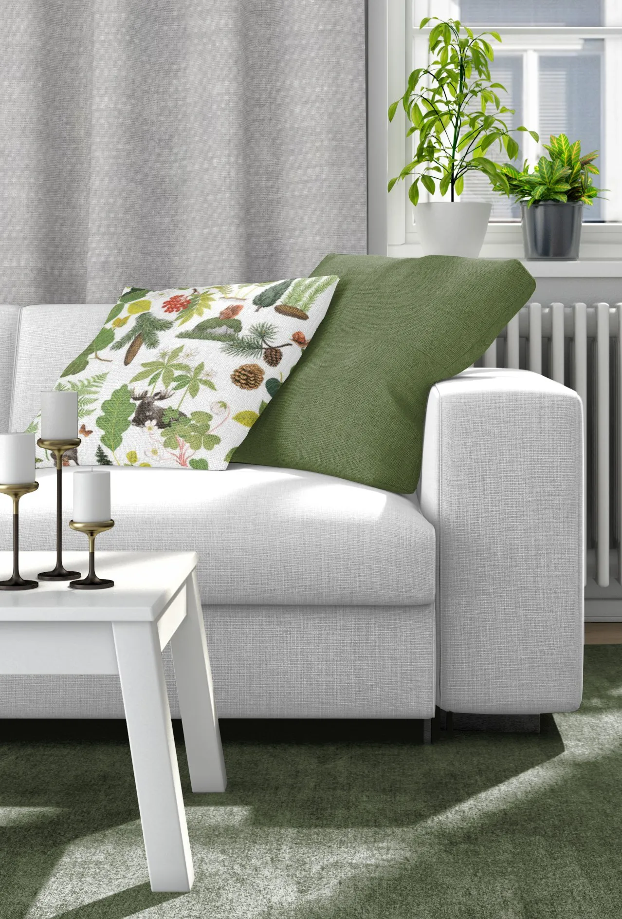 Skogsliv pillowcase 47x47 cm, Green Arvidssons Textil