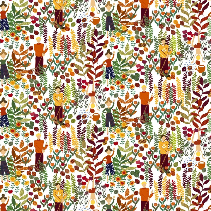 Trädgård fabric - rust - Arvidssons Textil