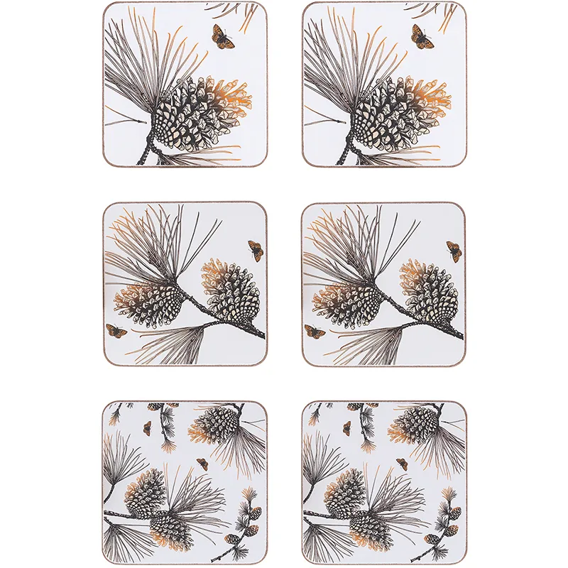 Pine Cone coaster 6-pack, cotton white Åry Home