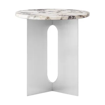 Androgyne side table - Calacatta Viola marble-brushed steel, Ø42 cm - Audo Copenhagen