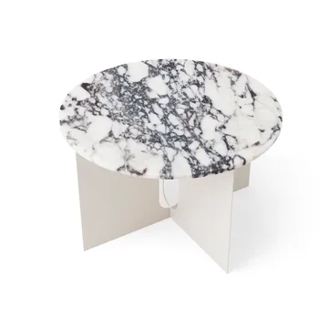 Androgyne side table - Calacatta Viola marble-ivory steel, Ø65 cm - Audo Copenhagen