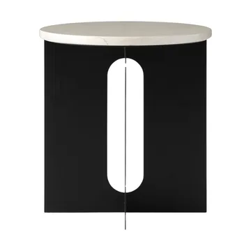 Androgyne side table - Crystal Rose marble-black steel, Ø42 cm - Audo Copenhagen